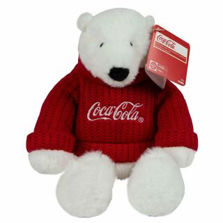 Tomy Coca - Cola 8 " Plush Sweater Polar Bear Tags Official Toy - L72000
