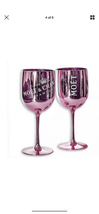 Moet Chandon Pink Glass Goblets Champagne Glass Flutes X 6 Rare Style