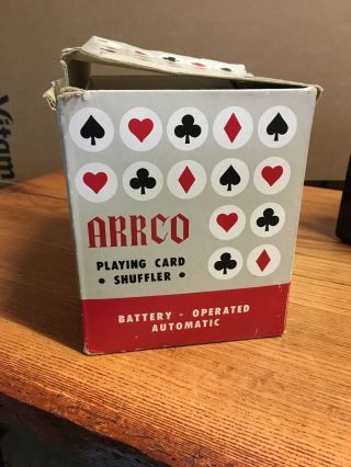 Vintage Arrco Playing Card Shuffler Automatic Black And Gold Saints NFL 3