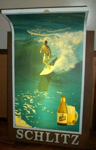 Vtg 1967 Schlitz Malt Liquor Beer Surfing Light Up Sign Barware Wall