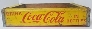 Coca Cola Vintage 1967 Yellow Wooden Crate Carrier Box Coke Bottles Perry Fla.