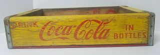 Coca Cola Vintage 1967 Yellow Wooden Crate Carrier Box Coke Bottles PERRY FLA. 2