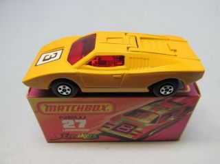 Matchbox Superfast 27b Lamborghini Countach Yellow / Red Windows/ Silver Int