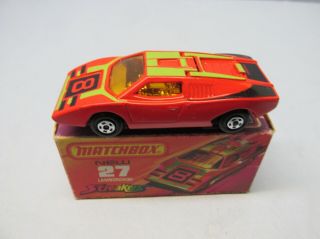 Matchbox Superfast 27b Lamborghini Countach Red / Amber Windows / Silver Int