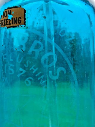 Vintage Seltzer Bottle Blue Etched - SCHOLZ BROS.  - COLLEGE POINT L.  I.  - Cool 4