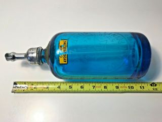 Vintage Seltzer Bottle Blue Etched - SCHOLZ BROS.  - COLLEGE POINT L.  I.  - Cool 6