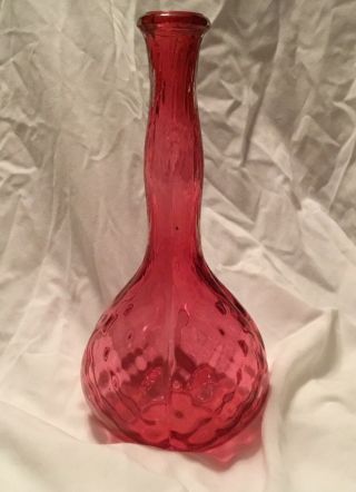 Antique Barber’s Bottle Red Clear Glass 4 - Lobed Base Rare Find