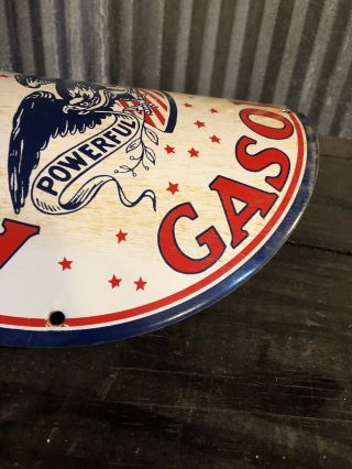 Antique American Porcelain Sign Visible Gas Pump Shell Gulf Station Curved Wayne 7
