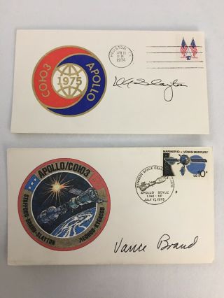 Donald Deke Slayton And Vance Brand Signed Apollo Soyus Astp First Day Covers