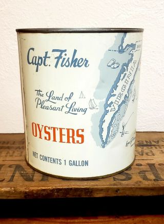 Capt.  Fisher Oysters Can Tin Virginia
