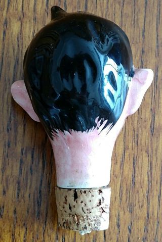 Vintage Hand Painted Ceramic Bottle Stopper Drunk Man with 6 Eyes and Red Nose 5