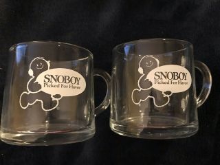 Vintage Snoboy Glass Mugs Cups Drinking Glasses Drinkware Collectible