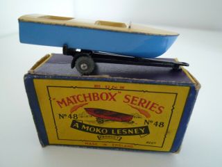 Moko Lesney No.  48a Meteor Sports Boat & Trailer Boxed Issued 1958