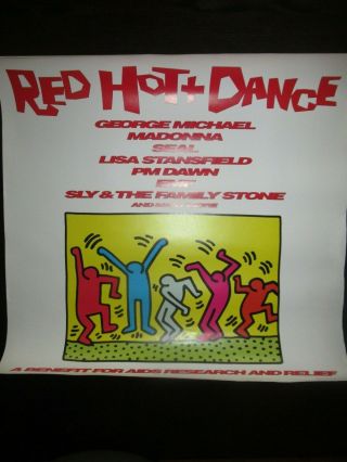 Scarce Keith Haring Red Hot And Dance Promotional Poster 1992 George Michael