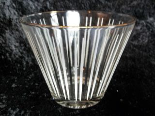 Mcm Glass Ice Bucket,  Vintage Atomic White & Black Stripe W/ Gold Rim