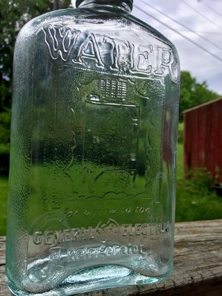 Vintage Ge General Electric Aqua Glass Water Bottle Monitor Top Refrigerator