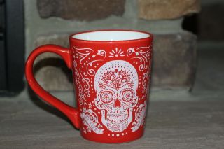 Sugar Skulls Day Of The Dead 18 Oz Large Ceramic Coffee Cup Red My Life My Rules