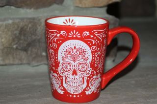 SUGAR SKULLS DAY OF THE DEAD 18 OZ LARGE CERAMIC COFFEE CUP RED MY LIFE MY RULES 4