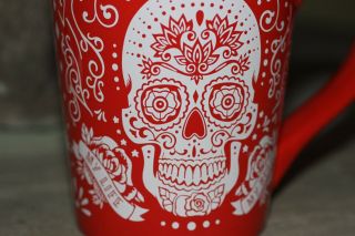 SUGAR SKULLS DAY OF THE DEAD 18 OZ LARGE CERAMIC COFFEE CUP RED MY LIFE MY RULES 5