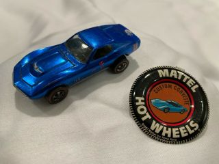 Vintage 1968 Hot Wheels Custom Corvette Redline Blue,  Pin