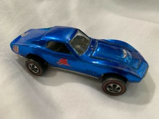 Vintage 1968 Hot Wheels Custom Corvette Redline Blue,  pin 3
