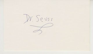 Dr.  Seuss Autographed 3 " X 5 " Index Card