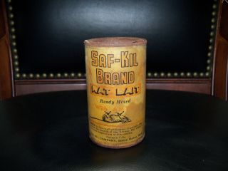 Vintage Saf - Kil Rat Bait & Poison Rare Old Advertising Metal Tin Can Empty
