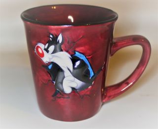 Looney Tunes Sylvester 3 - D Sculpted Breakthrough Mug Encore Xpres Nwt Maroon Red