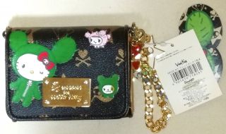 Tokidoki X Hello Kitty Sandy Black Bi - Fold Wallets W/charm Sanrio 2008 Nwt Rare