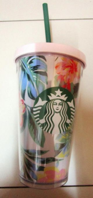2017 Starbucks Ban.  Do Cold Cup Floral Tumbler With Straw 16 Oz Limited Edition