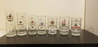 Set Of 7 Vintage German Beer Mugs Glasses 0.  4l - 0.  5l Oktoberfest