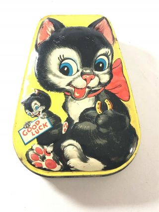 Vintage Lucky Black Cat Tin George W Horner Made In England