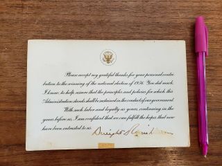 1956 President Dwight D Eisenhower Autographed Letter Card