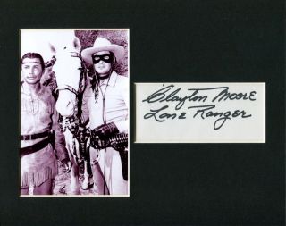 Clayton Moore The Lone Ranger Signed Autograph Matted Photo Display