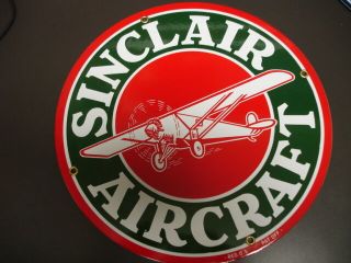 Sinclair Aircraft Oil Gas Gasoline Porcelain Advertising Sign.  12 "