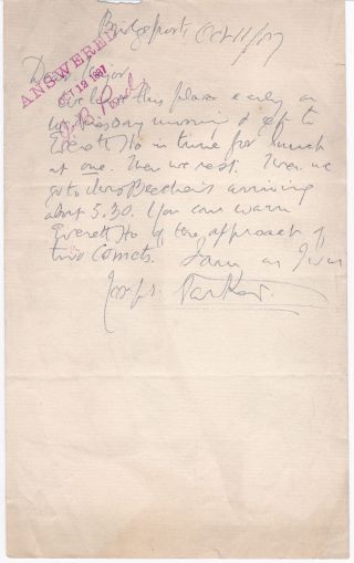 Congregational Theologian Joseph Parker 1887 Autograph Letter - Beecher Eulogy