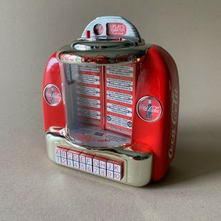 Vintage 1996 Coca Cola Tabletop Jukebox Die - Cast Metal Musical Bank