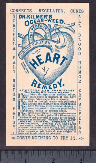 Dr Kilmers Ocean - Weed Heart Remedy 1800 ' s Blood Palsy Cure Victorian Trade Card 3