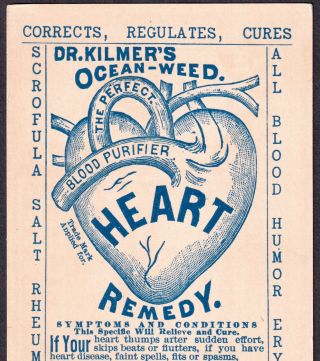 Dr Kilmers Ocean - Weed Heart Remedy 1800 ' s Blood Palsy Cure Victorian Trade Card 4
