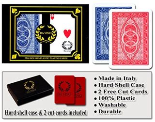 Da Vinci Ruote,  Italian 100 Plastic Playing Cards,  2 - Deck Poker Size Set,  Re.