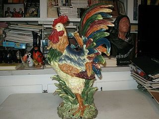 Very Large Farm Country Ceramic Rooster Chicken Figurine Statue 23 " Tall