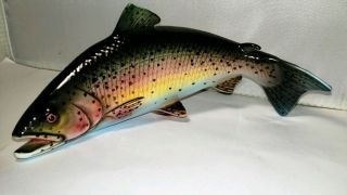 Vintage Lefton Rainbow Trout Fish Wall Pocket / Planter 7.  75 