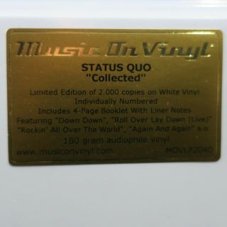 STATUS QUO ' Collected ' Ltd Edition Audiophile 180g WHITE Vinyl 2LP NEW/SEALED 2