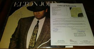 Elton John Music Legend Signed Autographed Breaking Hearts Album Cover Jsa Loa