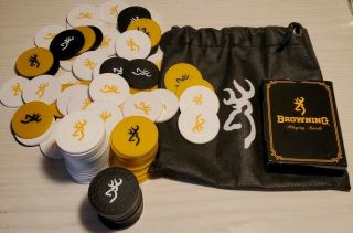 Browning Poker Set Cards Chips And Bag Browning Buck Outdoor