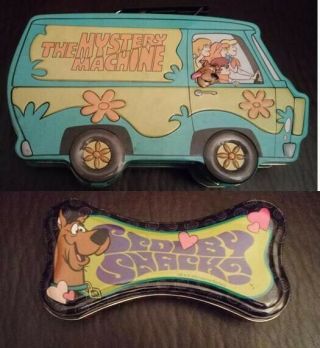 Vintage Scooby Doo Mystery Machine Lunch Box & Scooby Snack Box (both Metal)