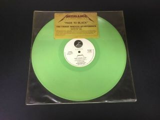 Metallica Fade To Black Promo Lp 12 " Green Vinyl W/ Hype Sticker Extremely Rare