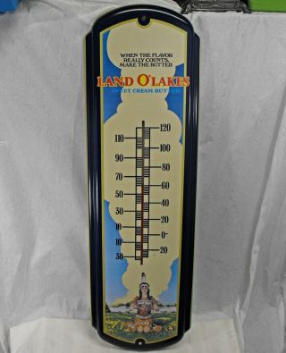 Vintage Land O’lakes Metal Thermometer Large 1970’s