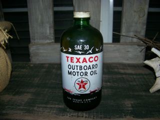 Vintage Full Pint Bottle Of Texaco Outboard Motor Oil