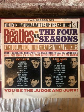 The Beatles Vs The Four Seasons 1964 Vj Dx 30 Mono 2 L.  P.  Gatefold No Poster